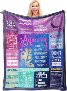 Aquarius Gifts for Women – Zodiac Throw Blanket 50"x60" – Soft Astrology Fleece Blanket for Aquarius Girls, Teens & Moms – Cozy Birthday Idea - Aquarius Pillow for men