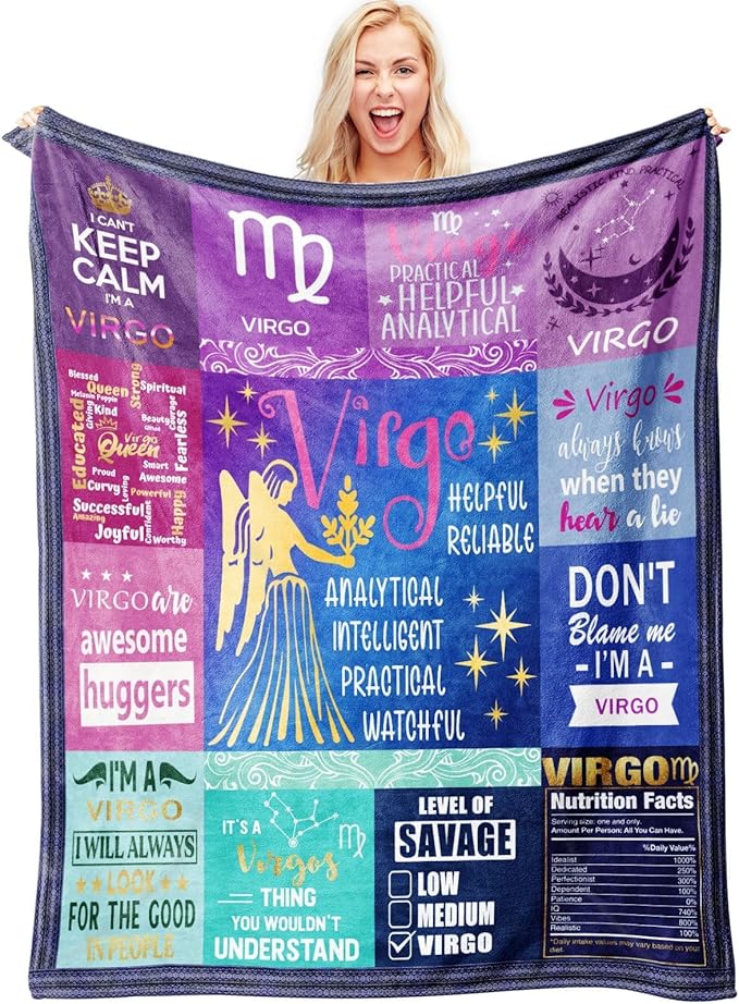 Virgo Gifts for Women – Zodiac Throw Blanket 50"x60" – Soft Astrology Fleece Blanket for Virgo Girls, Teens & Moms – Cozy Birthday Idea - Virgo Blanket for men