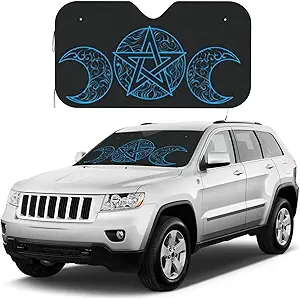 Triple Moon Witch Goddess Wicca Windshield Sunshade for Car SUV Truck Foldable Uv Ray Reflector Front Window Sun Shade Visor Shield Cover - Aries Car Ornament for men