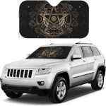 Triple Moon Goddess Wiccan Gold Pentagram Windshield Sunshade for Car SUV Truck Foldable Uv Ray Reflector Front Window Sun Shade Visor Shield Cover - Aries Car Ornament for men