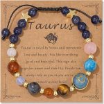 Zodiac Bracelets for Women Men,12 Constellations Healing Crystal Stone Beads Bracelet Birthday Zodiac Gifts Horoscope Spiritual Jewelry Bracelet Gifts - Taurus for men