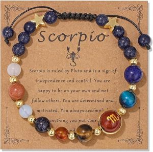 Zodiac Bracelets for Women Men,12 Constellations Healing Crystal Stone Beads Bracelet Birthday Zodiac Gifts Horoscope Spiritual Jewelry Bracelet Gifts - Scorpio Products for men