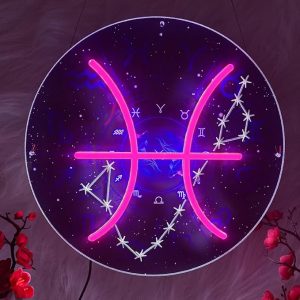 Pisces rose Constellation Neon Sign, LED Lights Decor for Bedroom Living Room Home Bar, 13.8 Inches - Pisces Canvas for men