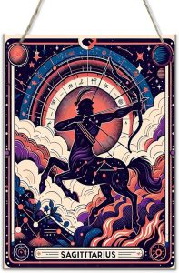 Sagittarius Centaur Zodiac Astrology Vintage wooden signs Wall hang decor Cosmic Star Sign Decor wood Sign for Indoor Outdoor,Mystical Archer Horoscope Wall Pediment for Home,Bar,bedroom Gift 8x12inch - Sagittarius Home Decor for men