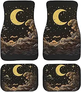 Showudesigns Moon and Star Car Floor Mats for Women Men Car Decor Girly Car Accessories Interior Cat Rug Non Slip Rubber Backing Heel Pad for Protection Front & Rear Floor Mat Black - Virgo Car Floor Mat for men