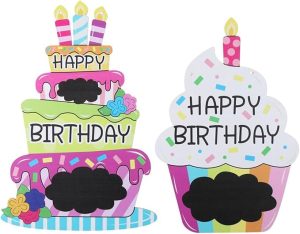 hobbyme 2pcs Birthday Listing Birthday Decorative Pendant Wooden Crafts Pendant Can Be Handwritten Blackboard,Boxwood Birthday Cake Sign,Handwritten Decorative Blackboard,15.7/14 Inch - Pisces for men