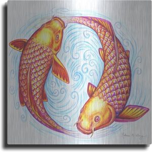 'Pisces' by Rebecca Wang Art, Metal Wall Art, 12"x12" - Pisces Canvas for men