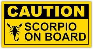 Caution Scorpio On Board Bumper Sticker Zodiac Scorpio Scorpion Sticker Zodiac Sign Stickers Scorpio Sympol Scorpius On Board Funny Zodiac Bumper Stickers for Cars Trucks Vans [7.5"x3.75"] - Scorpio Sticker for men