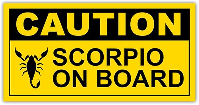 Caution Scorpio On Board Bumper Sticker Zodiac Scorpio Scorpion Sticker Zodiac Sign Stickers Scorpio Sympol Scorpius On Board Funny Zodiac Bumper Stickers for Cars Trucks Vans [7.5"x3.75"] - Scorpio Sticker for men