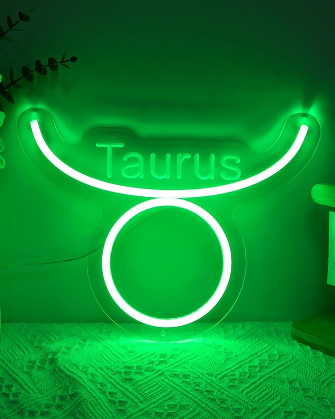 Taurus Neon Sign for Christmas Gifts, LED Zodiac Signs Gifts for Women/Men Constellation Decor,Taurus Birthday Decorations, Spiritual Wall Room Decor, Living Room, Bedroom with Stepless Dimmer - Taurus Products for men