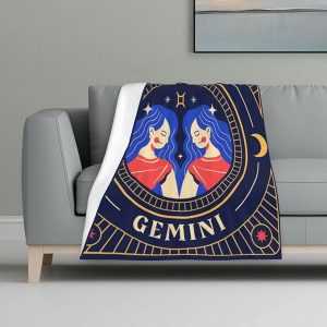 Constellation Zodiac Sign Gemini Art Skin-Friendly, Breathable, Anti-Pilling, Cold-Proof and Warm Personalized Fashion Flannel Baby Blankets for Girls, Boys,Office,Bed Use 32x48in - Gemini Blanket for men