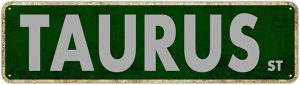 Taurus Street Sign Home Room Decoration Retro Avenue Sign Outdoor Decoration Vintage Posters Decorative Plaque Wall Art Road Tin Sign for Man Cave Bar Pub Cafe Home Wall Decor 16in x 4in - Taurus Products for men