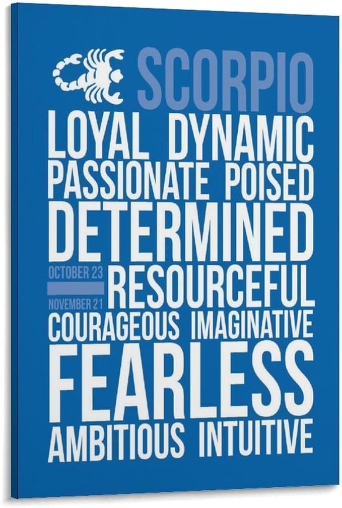 Scorpio Personality Character TraitsScorpio Gift,Astrology Print,Zodiac Wall Art,Horoscope Art Print Canvas Poster Wall Art Decor Posters Home Bedroom Office Decorations Paintings Framed-20x30inch - Scorpio Canvas for men