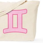 CafePress Pink Zodiac Gemini Tote Bag Reusable Natural Beige Canvas Shopping Bag - Gemini Canvas for men