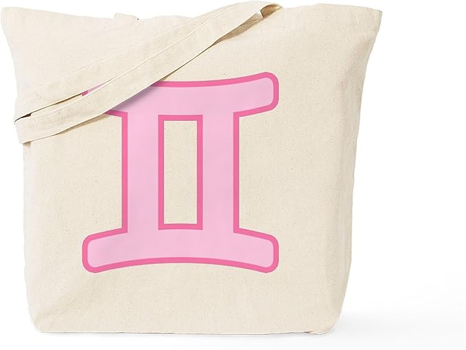 CafePress Pink Zodiac Gemini Tote Bag Reusable Natural Beige Canvas Shopping Bag - Gemini Canvas for men
