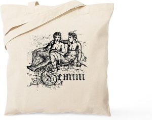 CafePress Worn Zodiac Gemini Tote Bag Reusable Natural Beige Canvas Shopping Bag - Gemini Canvas for men