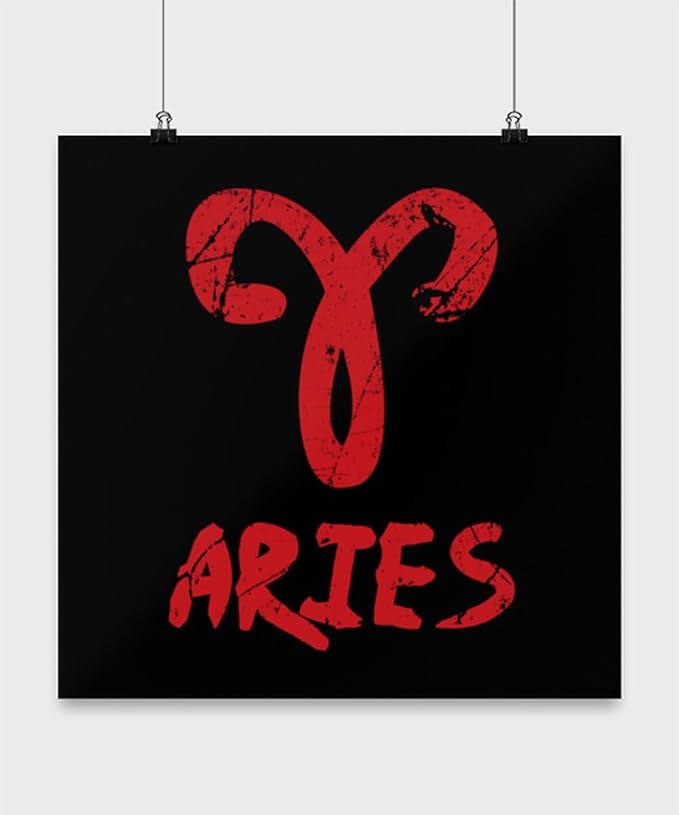 Aries Zodiac Sign Poster - 16x16 Wall Art - Gloss Paper Finish for Astrology Lovers - Aries Poster for men