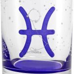 Culver 22k Gold Rim Pisces Astrological Zodiac Sign Blue Outside Bottom DOF Double Old Fashioned Glass, 13.5-Ounce (Single Glass) (Pisces) February 19-March 20 - Pisces for men