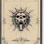 SERIMINO Witchy Framed Wall Art, Leo Tarot Canvas Prints Paintings, Horoscope Dark Academia Home Decor Aesthetic, 12X16inch Gothic Wall Decor for Room - Leo Canvas for men