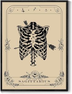 SERIMINO Witchy Framed Wall Art, Sagittarius Tarot Canvas Prints Paintings, Horoscope Dark Academia Home Decor Aesthetic, 12X16inch Gothic Wall Decor for Room - Sagittarius Home Decor for men