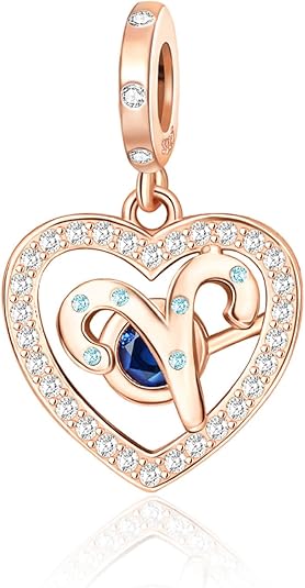Zodiac Sign Charm for Bracelets and Necklaces Rose Gold 925 Sterling Silver Charms, 12 Horoscope Constellation Birthstone Beads for Women - Aries Necklace for men