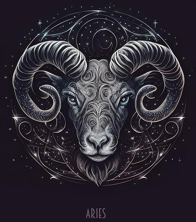 Aries, Horoscope, Zodiac Signs, Astrology, Birthday, Iron On Heat Transfer, T-Shirt Iron On, DYI Iron On Transfer #7 (Aries, Dark Color Fabric Transfer) - Aries Poster for men