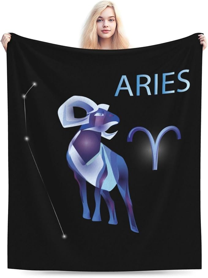 Aries Zodiac Sign Throw Blanket for Couch 40"x30" Bed Sofa Super Soft Cozy Blanket Flannel Blankets & Throws - Aries Blanket for men