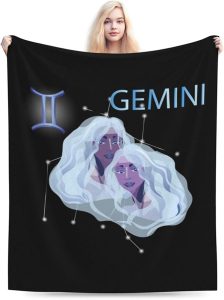 Gemini Zodiac Sign Throw Blanket for Couch 60"x50" Bed Sofa Super Soft Cozy Blanket Flannel Blankets & Throws - Gemini Blanket for men