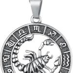 Zodiac Sign Pendant Necklaces for Women Men Stainless Steels Leo Constellation Horoscope Medallion Retro Celestial Astrology Jewelry - Scorpio Products for men