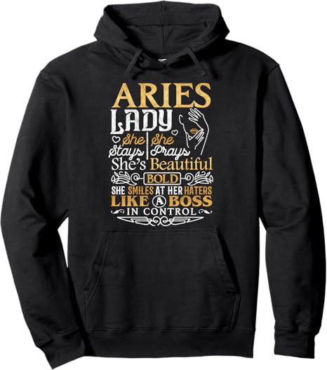 Aries Lady Shirt Astrology Zodiac Sign Aries Woman Girl Pullover Hoodie - Aries Hoodie for men