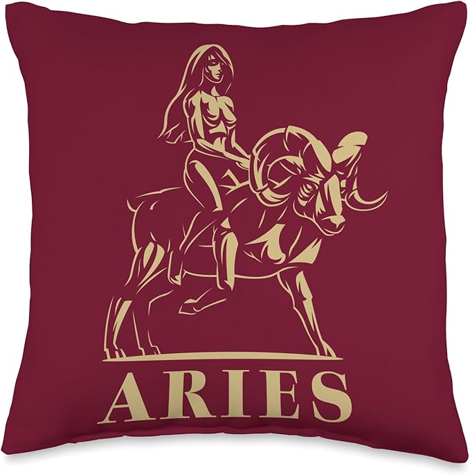 Astrological Sign Aries Birthday March April Ascendant Throw Pillow - Aries Pillow for men
