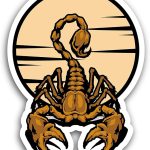 2 (Pieces) 3" and 5" Gold Scorpion Sticker, Waterproof Vinyl Decals for Many Purpose Like Cars, Trucks, Laptops, Phones, Windows and More - Scorpio Sticker for men