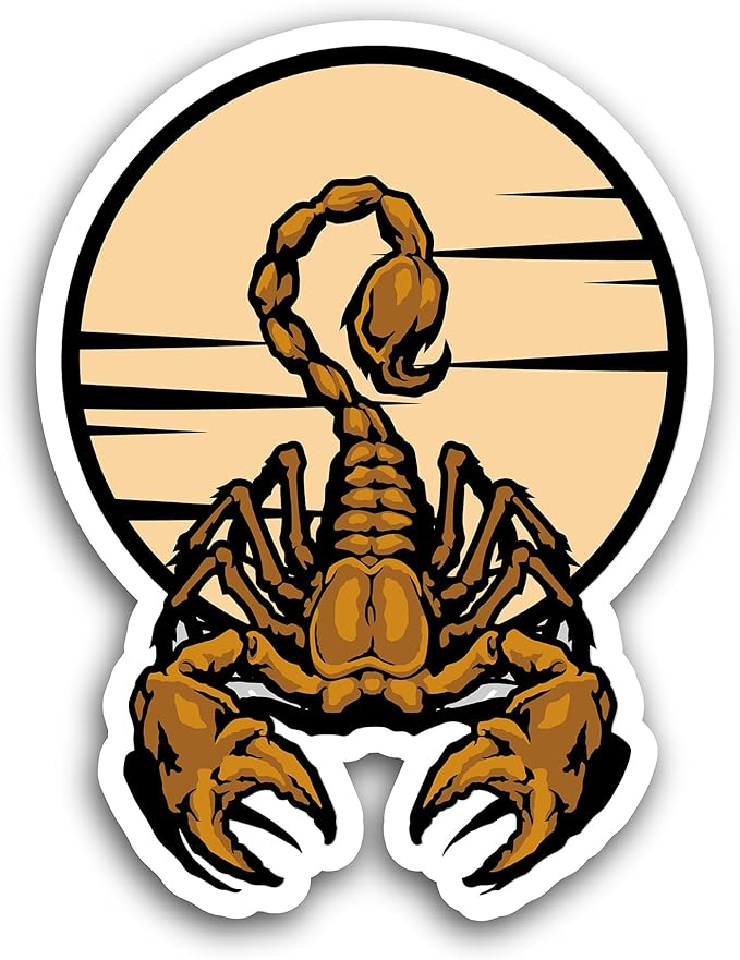 2 (Pieces) 3" and 5" Gold Scorpion Sticker, Waterproof Vinyl Decals for Many Purpose Like Cars, Trucks, Laptops, Phones, Windows and More - Scorpio Sticker for men
