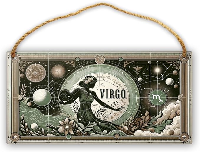 Twelve Constellations Virgo Zodiac Signs Hanging Wooden Wall Art,Earth Elements Maiden,Vintage Celestial Decor Star Sign,Home & Garden Decor Wooden Sign,for Astrology Enthusiasts gift 6x12inch - Virgo Poster for men