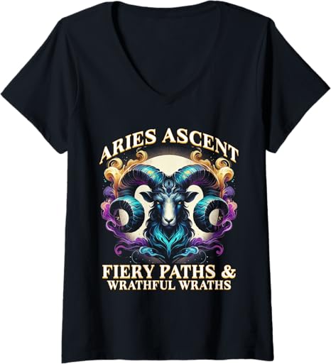 Womens Zodiac Sign Aries Ascent V-Neck T-Shirt - Aries T-Shirt for men