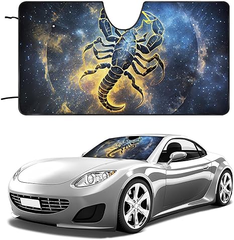 Scorpio-Zodiac-Astrology Car Front Windshield Sun Shade Foldable, Blocks UV Rays Sun Visor Protector Sun Heat Reflector to Keep Your Vehicle Cool SUV Front Window Heat Protection, style-3 - Aries Car Ornament for men