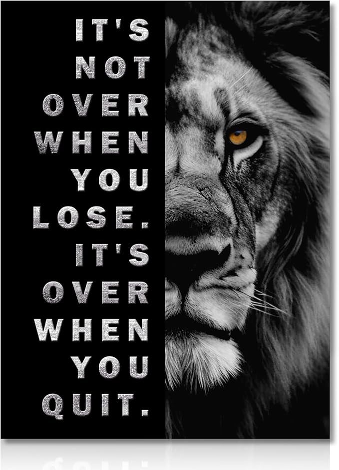 NymphFable Lion Inspirational Wall Art Motivational Quotes Posters Positive Affirmations Wall Decor Black and White Pictures for Office Gym Bedroom 12x16 in Unframed - Leo Canvas for men