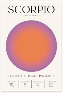 Bliss Monkey Co. Scorpio Astrology Sign Poster - Astrological Signs Poster - Zodiac Horoscope Wall Art- 12 x 18 Inch Poster - Unframed - Premium 100lb Gloss - Made In USA - BMCP0122 - Scorpio Canvas for men