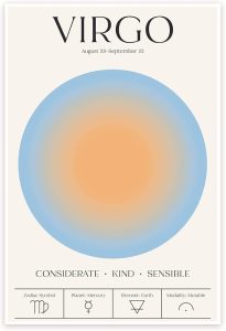 Bliss Monkey Co. Virgo Astrology Sign Poster - Astrological Signs Poster - Zodiac Horoscope Wall Art - 12 x 18 Inch Poster - Unframed - Premium 100lb Gloss - Made In USA - BMCP0119 - Virgo Poster for men
