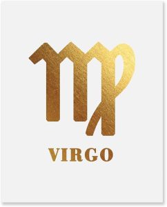 Zodiac Sign Wall Art Print, Zodiac Foil Art Prints, Star Sign Gifts, Astrology Lover Gifts for Birthday, Astrological Horoscope Wall Decor, Choose Your Zodiac Sign Printed, UNFRAMED (Virgo) - Virgo Poster for men