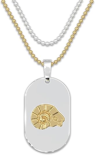 Zodiac Necklaces for Women and Men - Stainless Steel Gold and Silver Dog Tag Pendant with Ball Chain, Astrology Stars Constellation Necklace, Celestial Horoscope Sign Pendant Jewelry - Aries Necklace for men