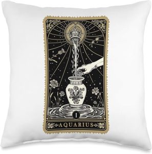 Aquarius Zodiac Tarot Card Throw Pillow - Aquarius Pillow for men