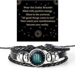 72ore Zodiac Signs Spirit Bracelet for Women Men Multilayer Leather Adjustable Glow in the Dark Constellation Manifestation Bracelet Birthday Christmas Zodiac Gift for Constellation Lover - Scorpio Products for men