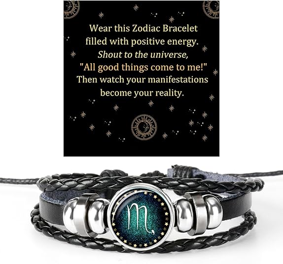 72ore Zodiac Signs Spirit Bracelet for Women Men Multilayer Leather Adjustable Glow in the Dark Constellation Manifestation Bracelet Birthday Christmas Zodiac Gift for Constellation Lover - Scorpio Products for men