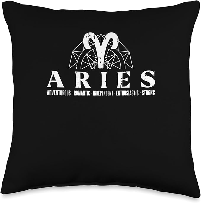 Aries Sign - Horoscope Star Zodiac Starsign Traits Throw Pillow - Aries Pillow for men