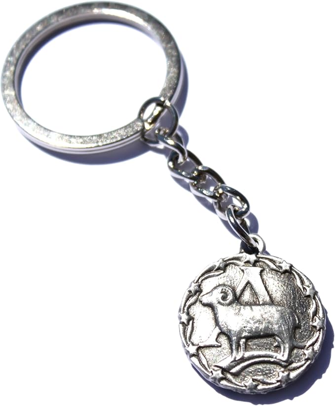 Aries Zodiac Sign Keychain Made of Fine Pewter Astrology Accessory Ram Key Chain Pendant Made in Michigan by Hastings Pewter Company - Aries Keychain for men