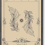 SERIMINO Witchy Framed Wall Art, Pisces Tarot Canvas Prints Paintings, Horoscope Dark Academia Home Decor Aesthetic, 16x24inch Gothic Wall Decor for Room - Pisces Home Decor for men