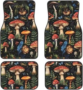 Mushroom Print Auto Carpet Car Floor Mats for SUV Truck Van Sedans Non-Slip All Weather Auto Foot Pads Car Automotive Accessories, Cute Hippie Plants - Virgo Car Floor Mat for men