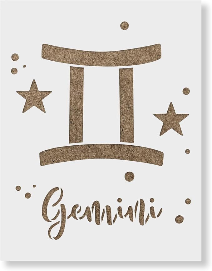 Gemini Zodiac Symbol Stencil - Ideal for Educational and Signage Projects, Paint Stencils - Gemini Canvas for men