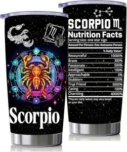 Scorpio Constellation Tumblers, Astrology Fans Gifts for Men and Women, 20oz Stainless Steel Insulated Tumblers with Lid, Double Wall Vacuum Water Cups for Hot & Iced Coffee Drinks - Scorpio Products for men